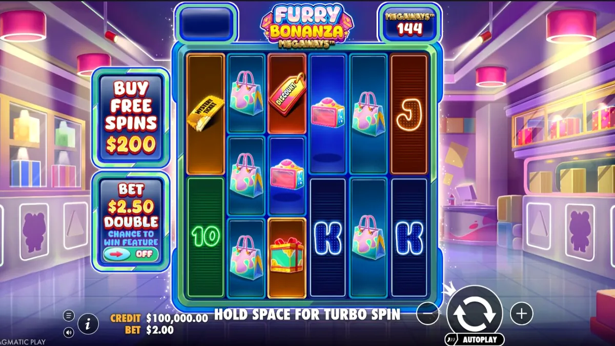 Tampilan visual Furry Bonanza Megaways dengan karakter beruang yang ceria